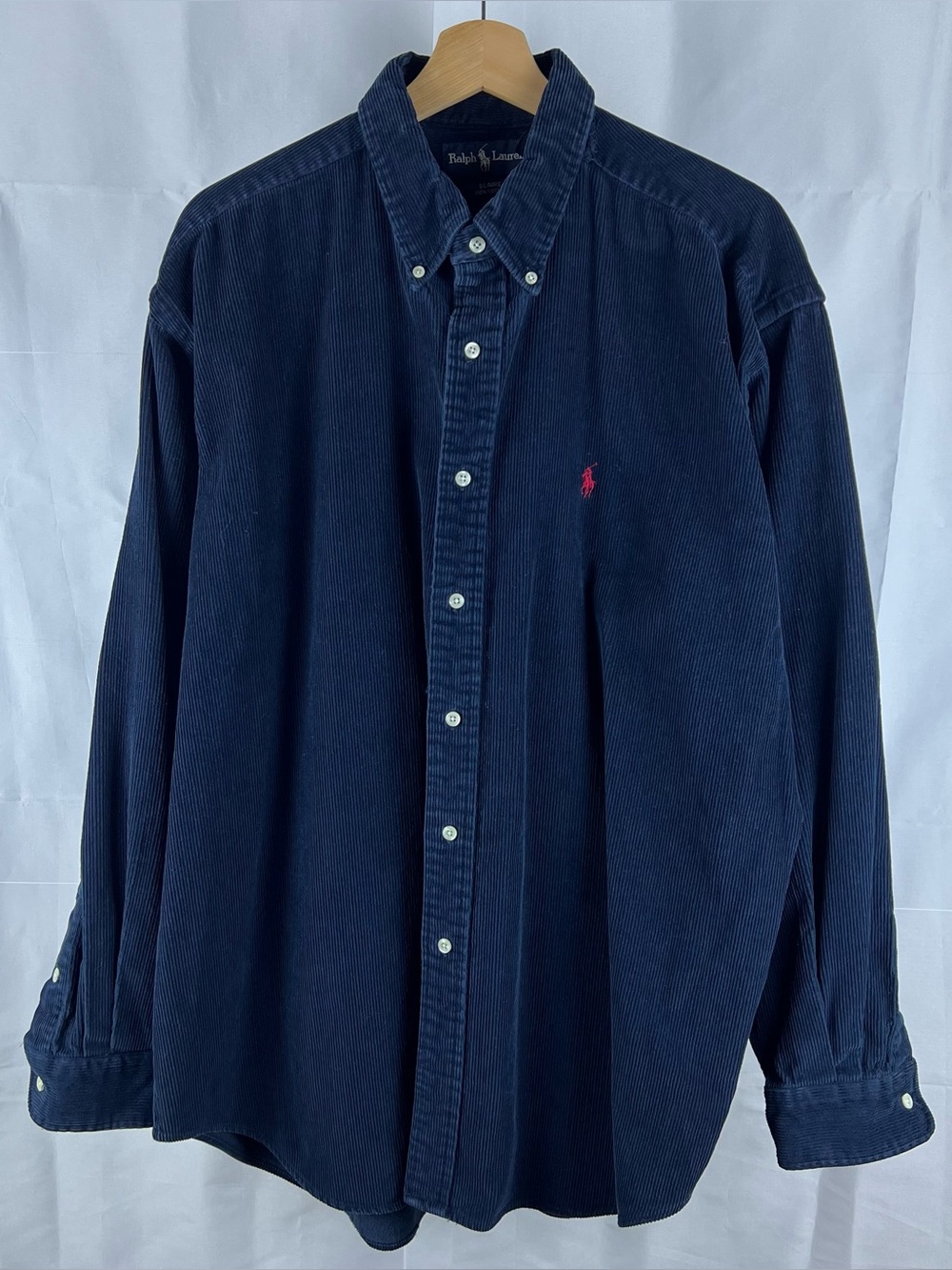 Vintage Ralph Lauren Men's Black Corduroy Long Sleeve Blake Shirt Size XL